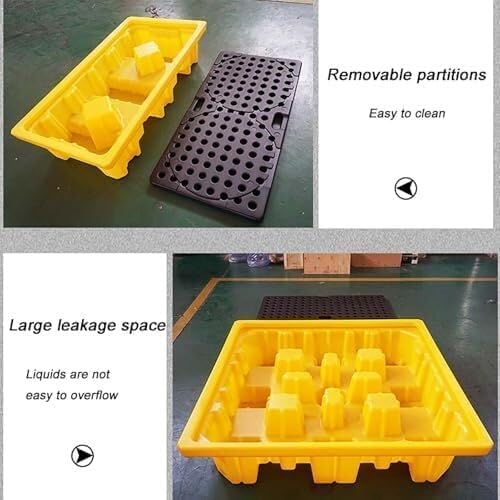 Spill Containment Pallet Stackable Modular Platform Spill Containment Platform With Grating Outlet Modular Spill Platform Spill Platform Yellow And Black Modular Spill Containment Pallet(34x34x6.5cm)