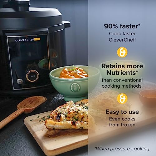 Drew&Cole CleverChef Pro 6-in-1 Digital Pressure Cooker 5.7L - Multicooker, Slow Cooker, Soup Maker, Rice Cooker, Sous Vide - Free Recipe App - Energy Efficient Cooking - Non-Stick Coating - Black - Image 4