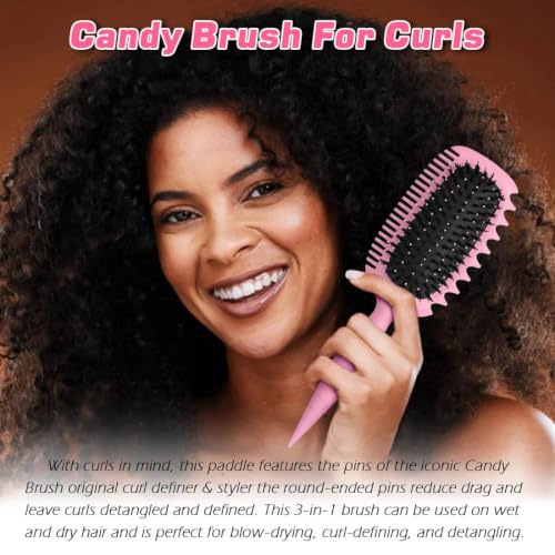 Image of 3in1 Curl Defining Hair Brush for Effortlessly Detangling & Blow Drying, Nylon & Boar Bristle Paddle Brush