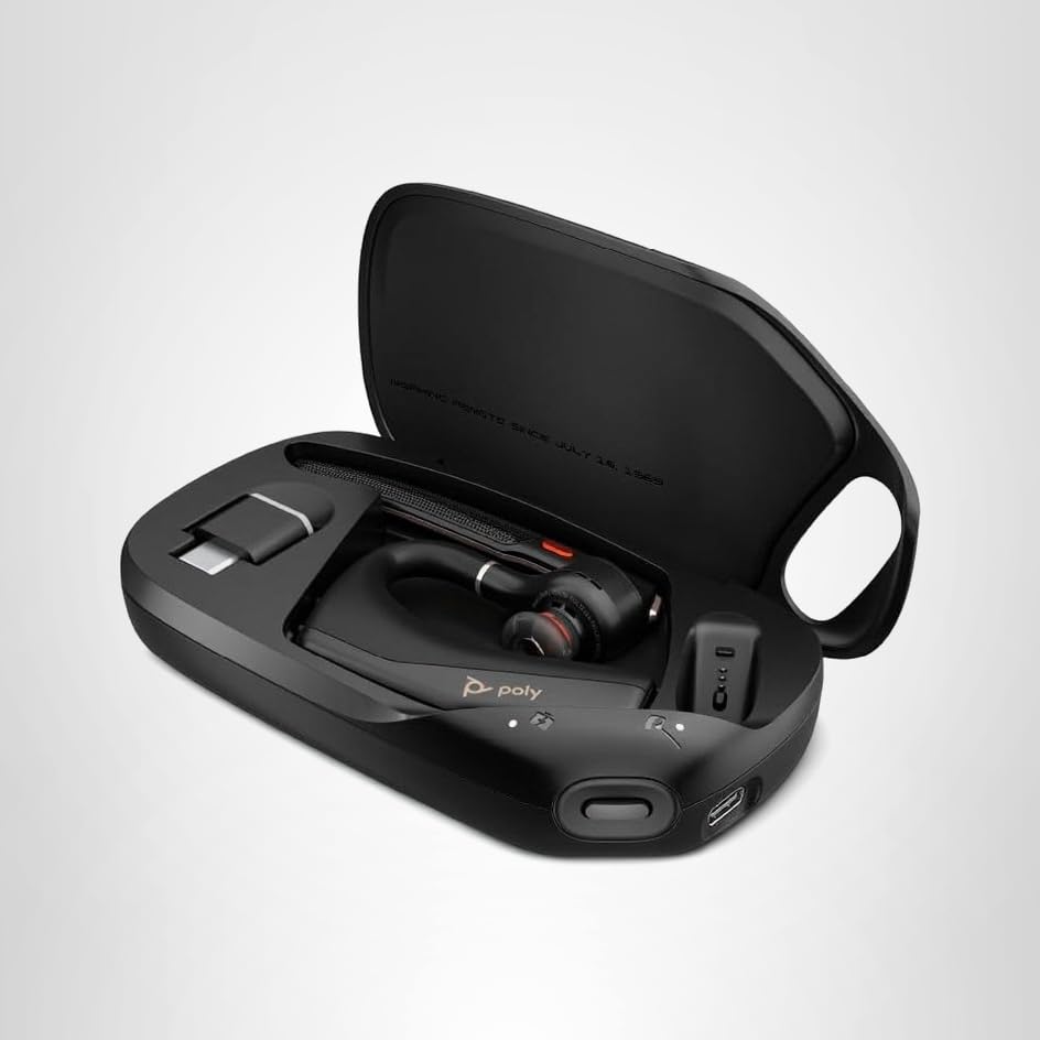 Poly Voyager Legend 50 UC Bluetooth Headset with Charging Case – 4 Noise-Canceling Mics, AI NoiseBlockAI & WindSmart Tech – Bluetooth Headphones with Mic, Smart Call Controls, All-Day Comfort
