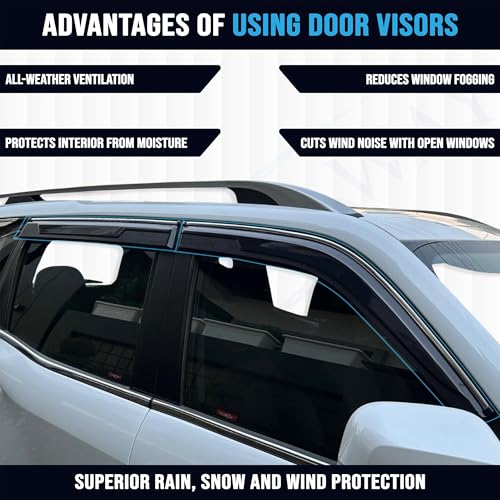 Image of KINGSWAY Accessories Chrome Lining Door Visor Only Compatible with Tata Punch (Year 2026 Onwards) All Model, Premium Chromeline Unbreakable Car Rain Guard Side Rear Wind Deflectors, Set of 4 Pcs