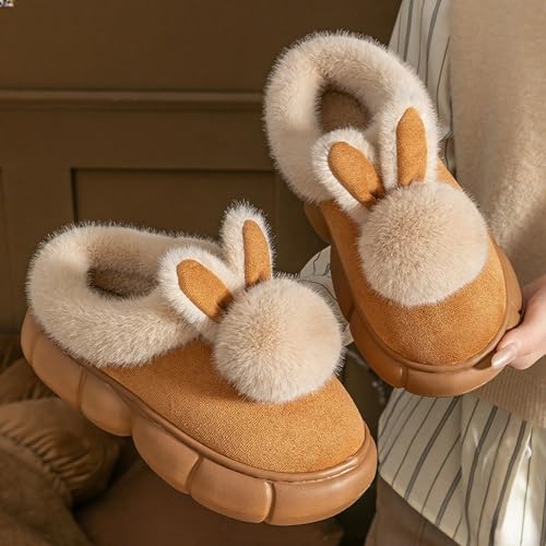 Bunny Ears Fluffy Slippers Women Open Back Cute House Shoes 2.2” Y2k Aesthetic Warm Non-Slip Indoor Outdoor Fuzzy Slippers3