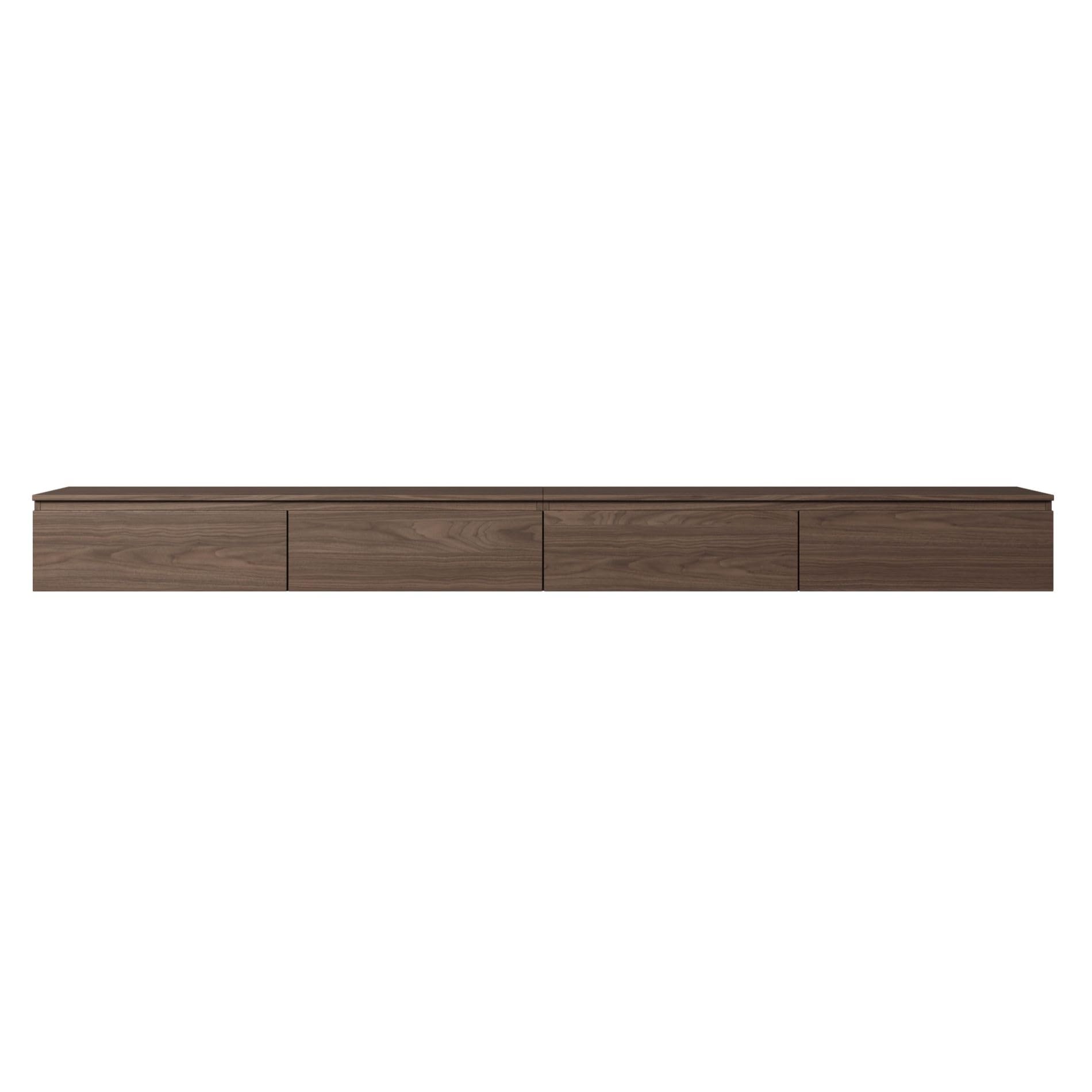 Selsey Mobile Porta TV Sospeso Noce Wisconsin 300 cm Design Moderno con Struttura Sospesa 4 Vani Ampi Pannelli di Truciolato 16 mm Portata Massima 8 kg per Ripiano Elegante per Soggiorno Moderno