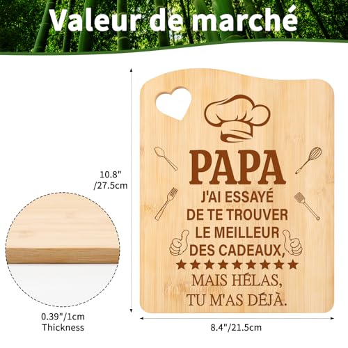 Tulolvae Cadeau Papa, Planche à Découper en Bambou Cadeau Anniversaire Papa – vue 2