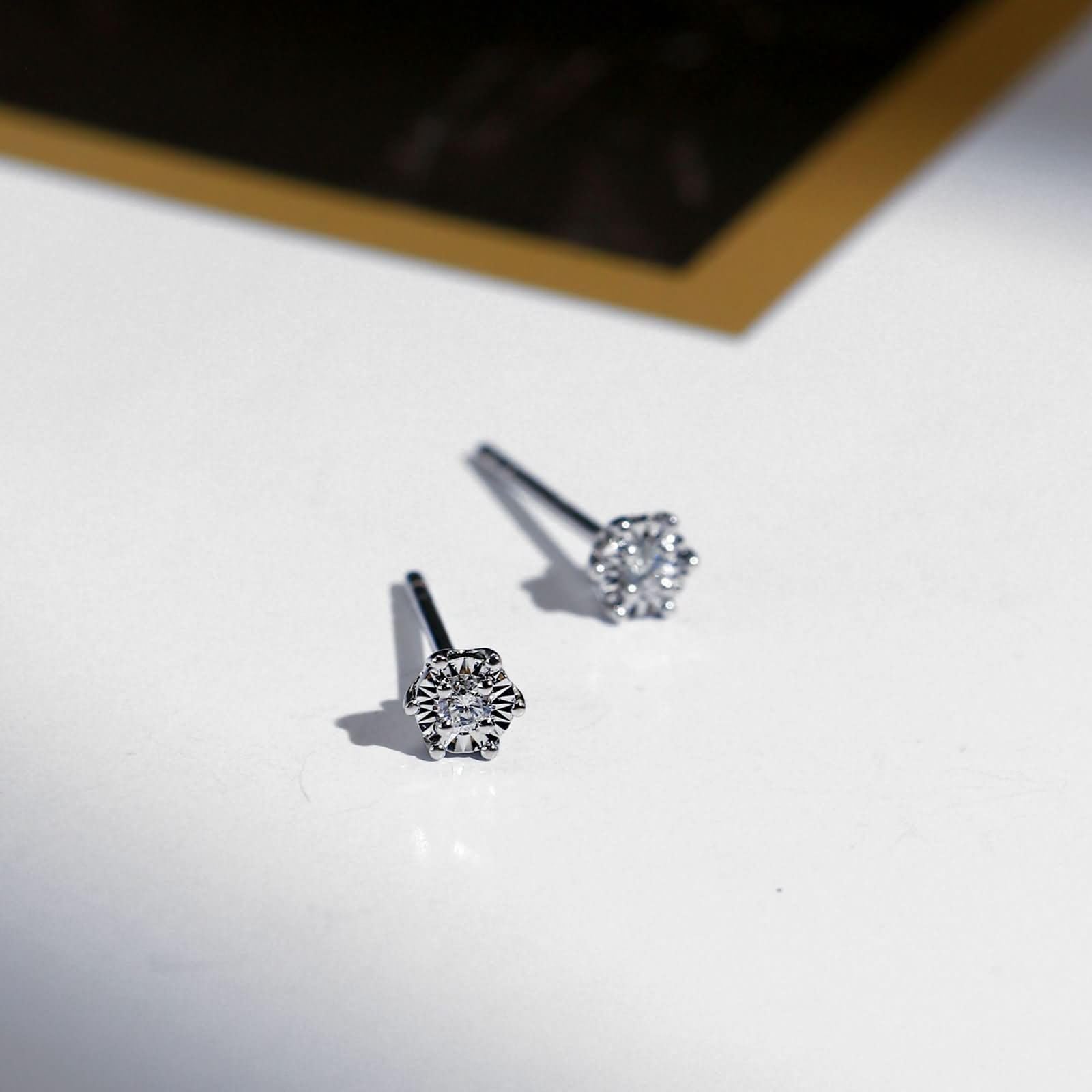 Ohrringe Damen 375/585 / 750 Weißgold, Rund mit Moissanit/Diamant, Durchzieher Frauen Ohrringe Silber