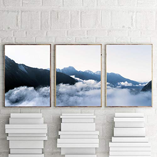 Toile nordique paysage nature montagnes pour habiller un grand mur vide