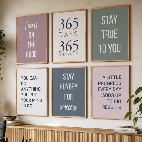 Image of kotart Motivational Quote wall Paintings with Frame for Home Decoration - Painting Living Room Bedroom Office hanging frames Set of 6 Multicolo (19X25 Inch, H)