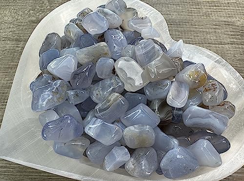 Image of GAF TREASURES 2 oz Lot Natural Blue Chalcedony Semi Tumbled Gemstone Chips, Crushed Mini Crystals, Undrilled Crystal Chips (Blue Chalcedony)
