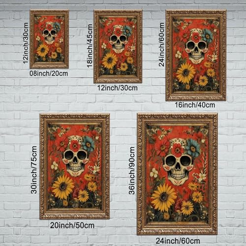 Art folklorique mexicain Calavera impression sur toile haut de gamme 20x30 - 2