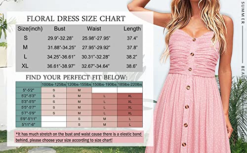 Image of Women's Summer Casual Dress Florals Buttons Down Ruched Sweetheart Neck Sleeveless Midi Sundress