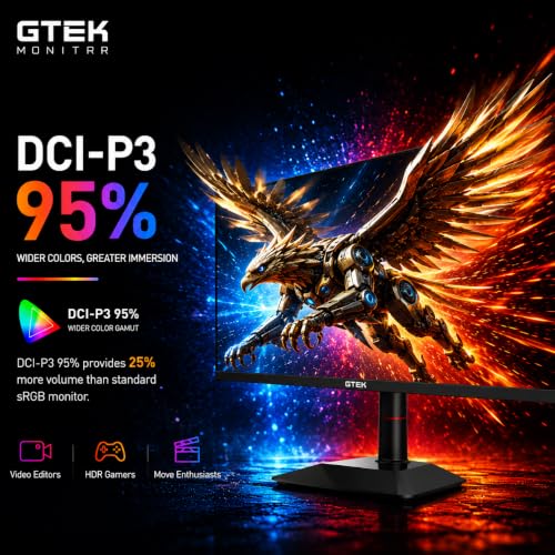 Image of GTek 27 Inch 320Hz /300Hz Gaming Monitor, 2K QHD 2560x1440 Fast IPS, 1ms MPRT, FreeSync, HDR400, HDMI 2.1 /DP 1.4, Height Adjustable Monitor for PC, PS5 & Xbox
