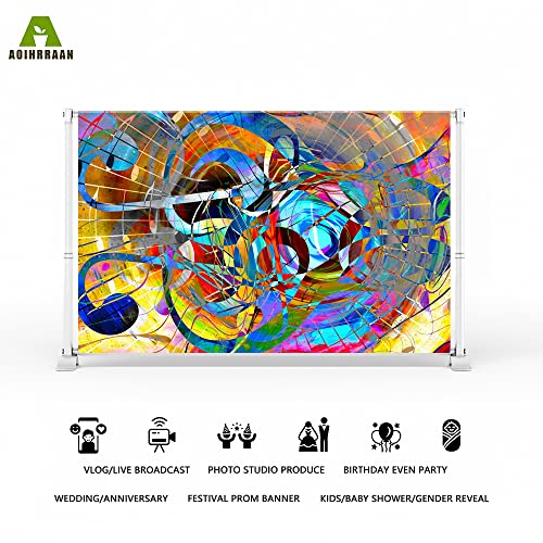 Aoihrraan 3,5x2,5m Disco Backdrop Abstract Art Musical Note Hip-Hop Colorful Graffiti Style Photography Background Let'S Glow Party Dance Piano Music Friend Kids Adults Portrait Photo Studio Props - Image 2