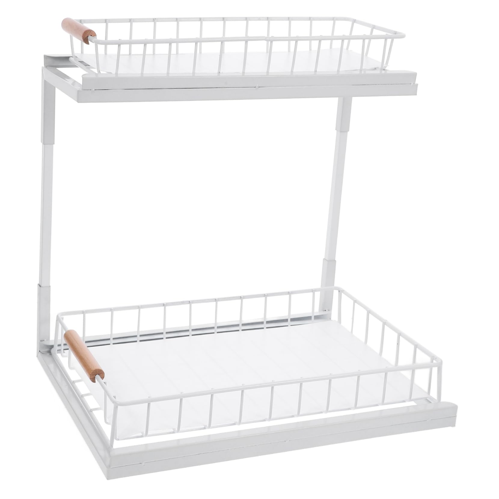 Küchenschrank Organizer Ausziehbar, Zweistufig, Weiß aus Kohlenstoffstahl