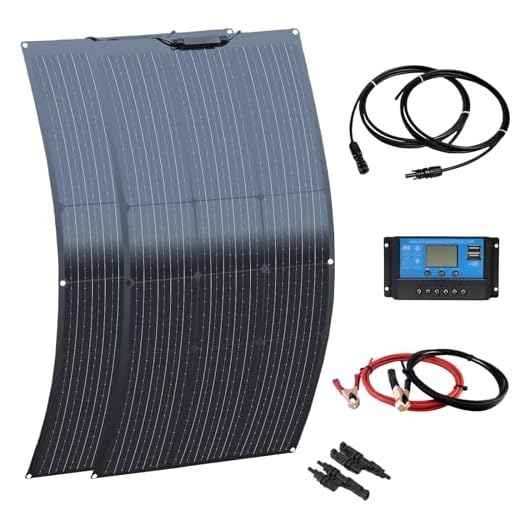 XINPUGUANG 200 W 12 volt solpanelsats, 2 st 100 W 18 v flexibel fotovoltaisk monokristallin modul 20 A 12 V/24 V laddningsstyrenhet för husbil, båt, husvagn, 12 v batteriladdare (svart)