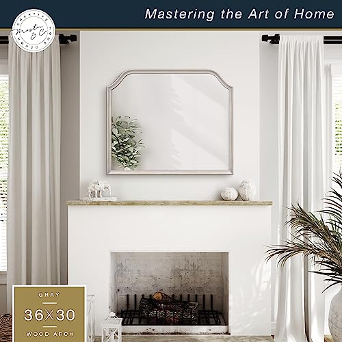 Image of MCS Master & Co. Arched Wall Mirror, 36x30, Gray Woodgrain