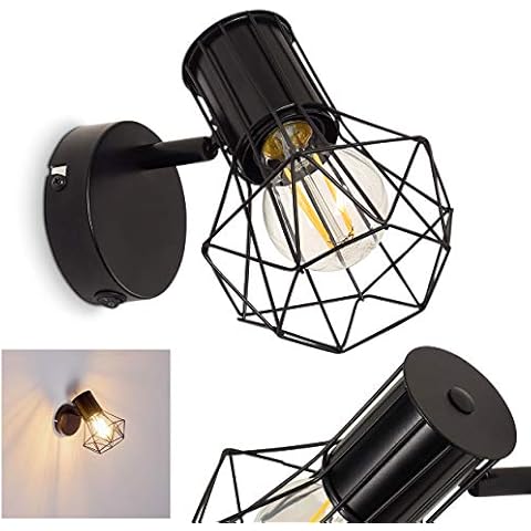 HOFSTEIN Wandleuchte Bardhaman, verstellbare Wandlampe aus Metall in Schwarz, 1-flammig, 1 x E27, Retro/Vintage Wandspot in Gitter-Optik Cover