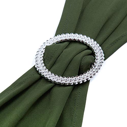 VDS - Olive | Spandex Chair Sashes Bows | 50 PCS | Stretch Elastic Banquet Universal folding Chair Band Tie with Silver Buckle Slider for Wedding Party Conference Celebration Event Decoration