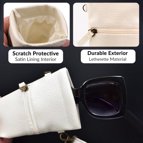 Image of MyEyeglassCase Soft Crossbody Sunglasses Case, Large to XL Squeeze Top Glasses Pouch, Women Eyeglass Holder Sleeve Travel Bag