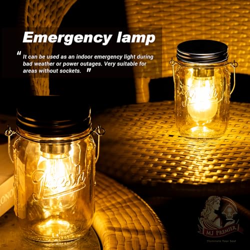 MJ PREMIER Mason Jar Lights Hanging,2-Pack Outdoor Garden Lanterns,Battery Operated Cordless Lamps,LED Bulb and Auto Timer,Patio,Indoor Lights for Camping Picnic Party Fireplace Hallway (Amber) - Cosy Home Interiors MJ PREMIER Mason Jar Lights Hanging,2-Pack Outdoor Garden Lanterns,Battery Operated Cordless Lamps,LED Bulb and Auto Timer,Patio,Indoor Lights for Camping Picnic Party Fireplace Hallway (Amber) - Image 5