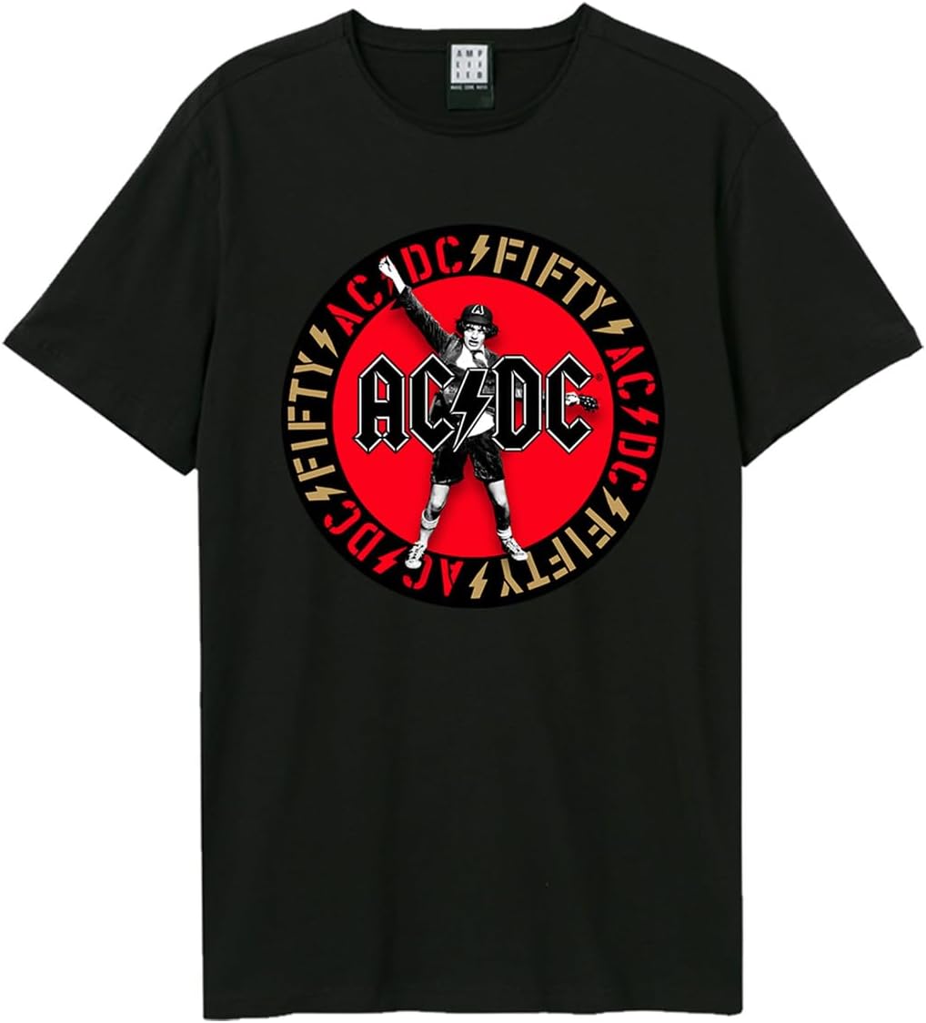 T-shirt AC/DC Homme Taille L - Motif Gros Crânes Et Cloches - Occasion Très Bon état - 28x23 Pouces