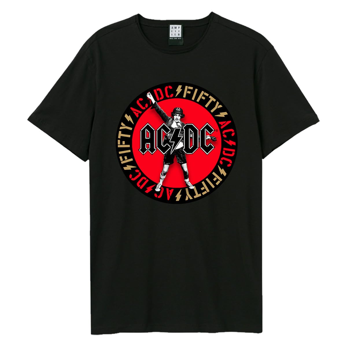 Amplified Unisex Jubiläums Band T-Shirt - 50 Jahre ACDC, Schwarz