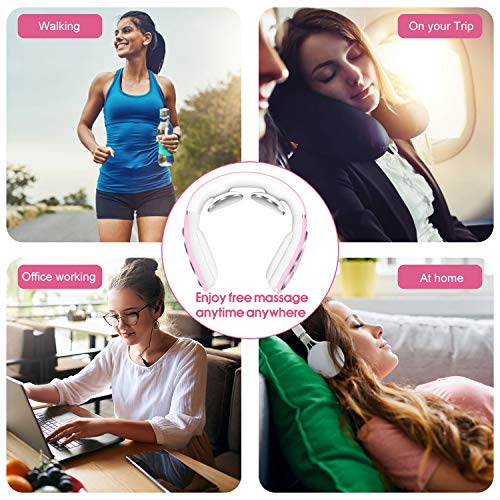 Neck Massager, Smart Cordless Massage Equipment with Heat, Electric Pulse Neck Massager for Women Men Office Home Travel, Great Gift for Christmas Birthday Valentine\'s Day Father’s Mother’s Day(Pink) - Thumbnail 3
