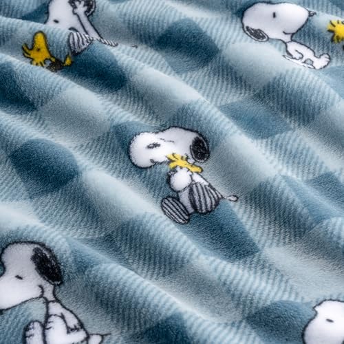 Image of Berkshire Blanket Peanuts VelvetLoft Cute Character Snoopy Plush Throw Blanket,Peanuts Snoopy Everyday Buffalo Plaid Navy Tonal,Throw 55 in x 70 in (Official Peanuts Product)