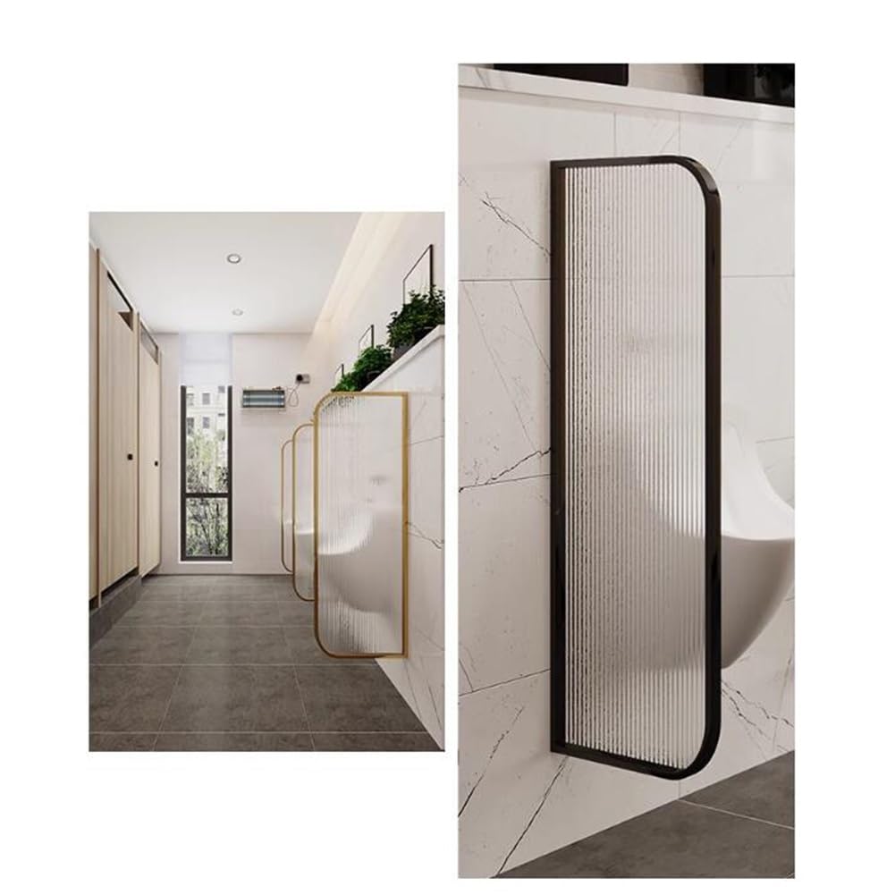 Wall-Mounted Urinal Partition, Men’s Urinal Partition Extender Privacy Screen Tempered Glass Panel, Stainless Steel Metal Frame, for Hotels/Bars (Color : Black, Size : 40x100cm)