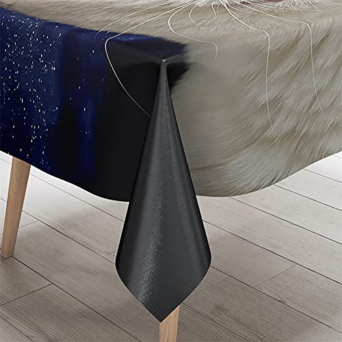 Table protégée des salissures avec la nappe imperméable imprimée 3D Chat - 4