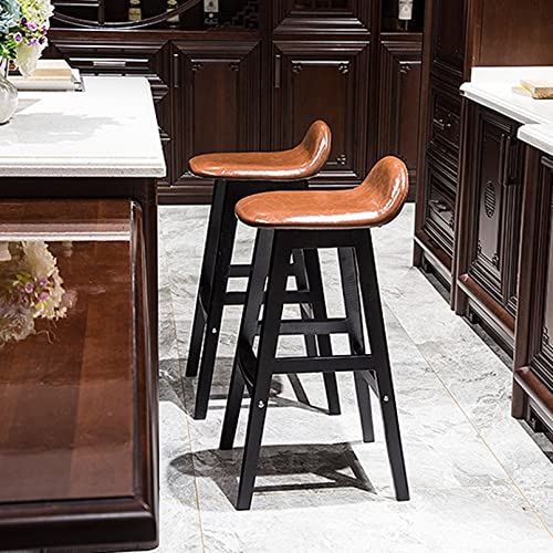 Tabouret de comptoir en bois noble et acier fixe style rétro - 3