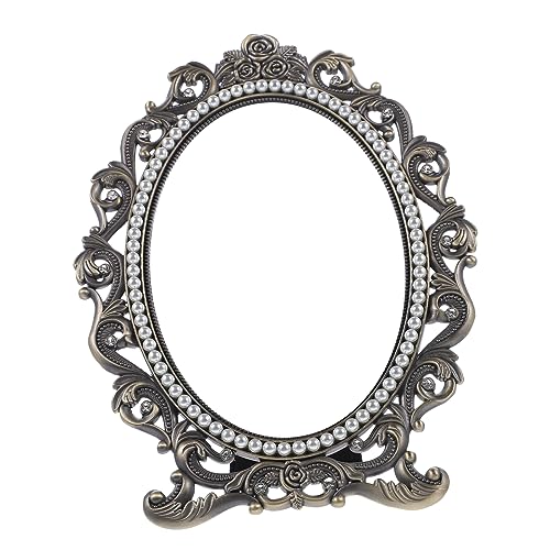 Espejo de maquillaje retro con perlas estilo moderno