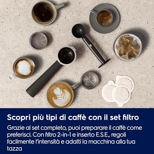 Electrolux Explore 6 Macchina per Caffè Espresso e Cappuccino E6EC1-6BST, 2 tazze, tecnologia ThermoBlock, set filtro 2-1 incluso, Caffè in Polvere e Cialde E.S.E., colore nero - immagine 4