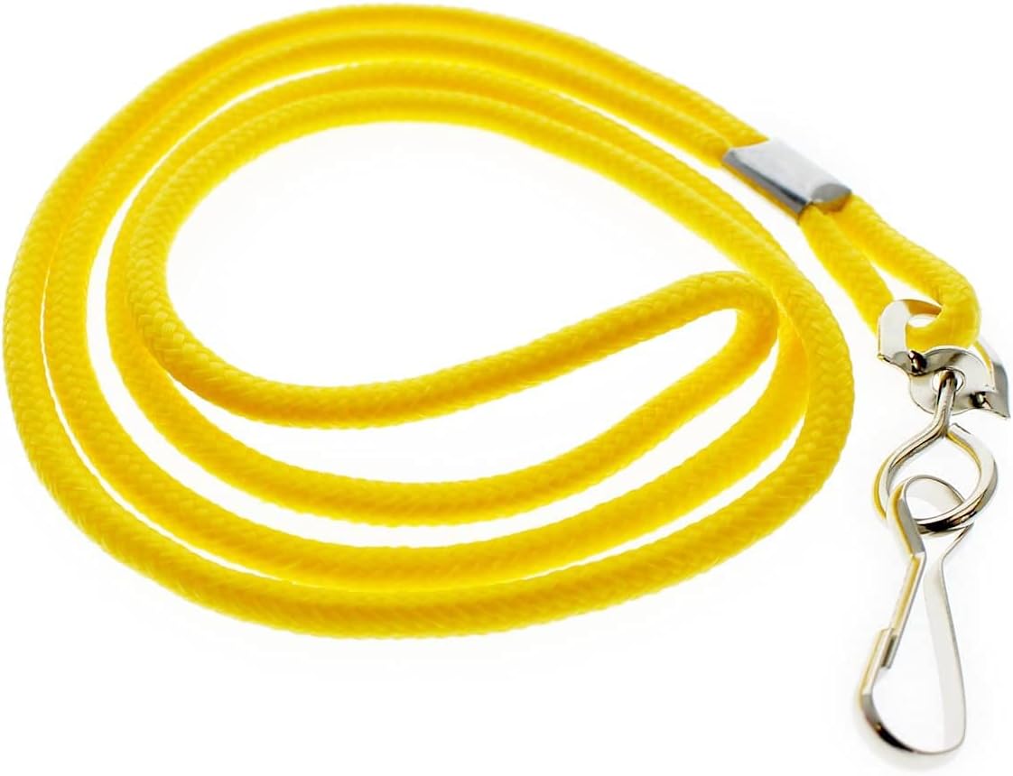 Bulk 25 Pack - Premium Name Tag Badge Holders with Lanyards - Horizontal Clear Plastic Card Pouch and Lanyard Holder for School and Events by Specialist ID (Yellow)