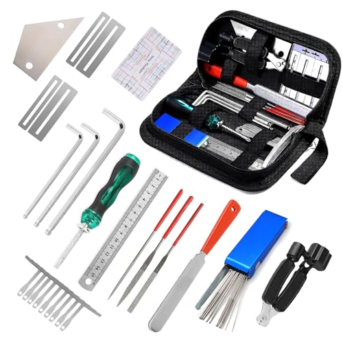 hanbangabc 27Pcs Guitar Tool Kit,Guitar Accessories Gifts for Men,Guitar Repair Kit,Luthier Tools,Guitar Setup Kit for Ukulele Bass Mandolin Banjo Guitar,Guitar Maintenance Kit with Carry Bag