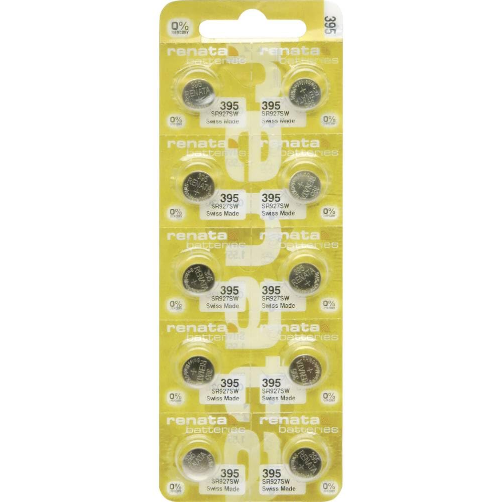 Renata 395/399 MP-E (SR927W / SR927SW)) x5 Pcs Extra-Long Life Watch Battery SR927SW, SR57, SR927 - Mercury Free - Gold Premium by Salux
