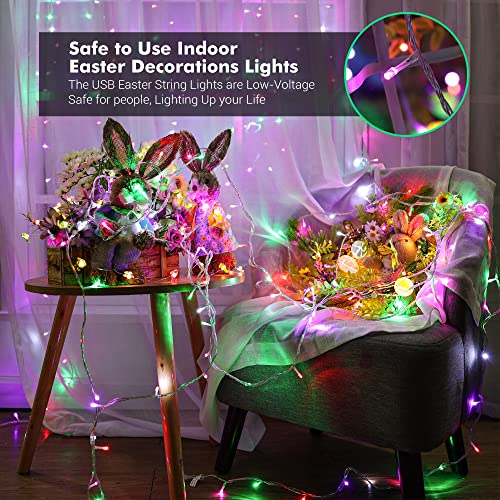 Joomer Easter Decorations Lights, 33Ft 100 Led Easter Pastel String Lights, Usb Powered Indoor Fairy Lights Remote Control 8 Modes With Timer For Easter Decor #TOP2