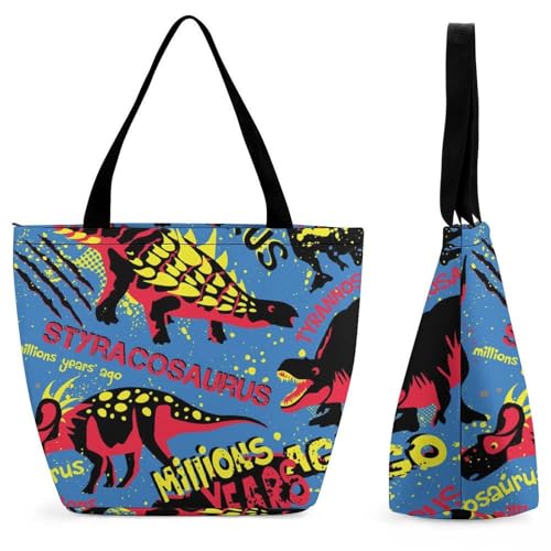 Sac de shopping dinosaure rouge pour femme et voyage 28x18x32cm
