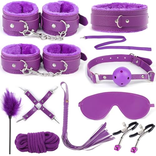 10 Pcs Sets Sex Toys kit for Adult BDSM Toys for Bondage Restraints Sex Things for Couples,BDSM kit for Bondaged kit Adult Game Body Sexual Pleasure Tools for Couples Sweater 4568(Purple)