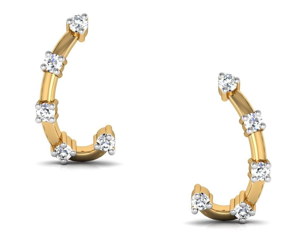 New Collection 14k (585) Yellow Gold Stud Earrings-image-5