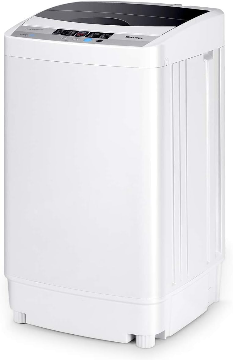 GOPLUS Waschmaschine Vollautomat 4,5 KG, Waschvollautomat mit Schleuder, 10 Programme, LED Dispaly, inkl. Ablaufpumpe, Toplader Waschmaschine ideal für Apartments und Wohnmobile, 50 x 50 x 85 cm