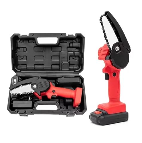 Mini Motoserra Eletrica De Mão Sem Fio Portatil Bateria 24v Bivolt Potente 2 Baterias Longa Duração