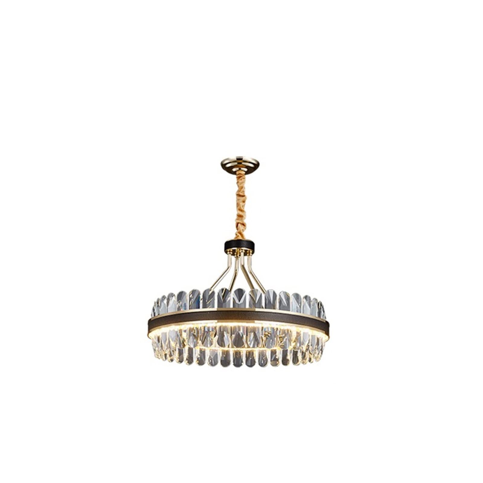 LYMSXAZOU Crystal Chandelier Luxury Pendant Lights Living Room Decoration Hotel Villa lamp Black Iron Ceiling Mounted Lighting k9 (Color : dimmable, Size 2 Layer 80cm-50cm)