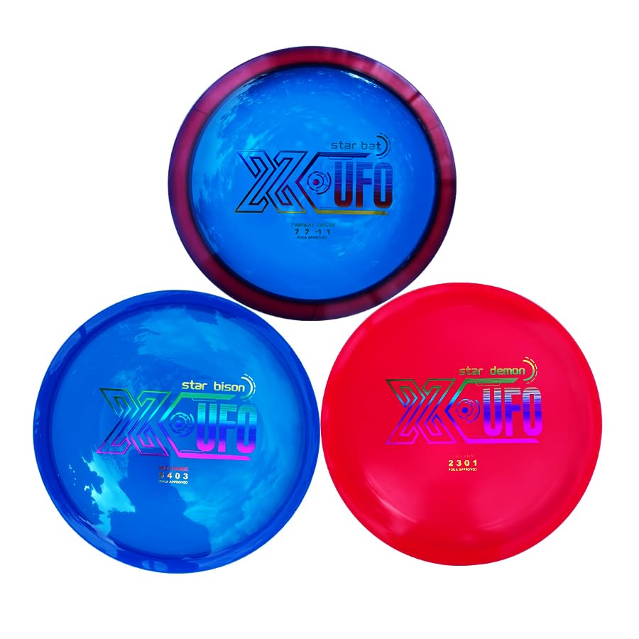 X-UFO Disc Golf Starter Set - 3 Piece Professional Disc Golf Set for Beginners, Lightweight & Portable, Putter Driver Midrange 170g-173g
