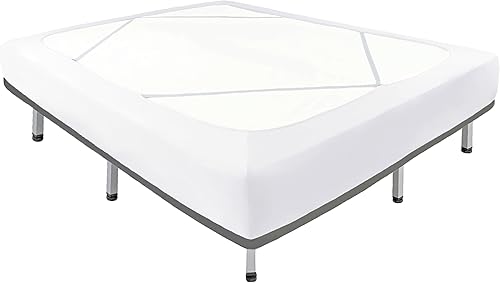 Biscaynebay Funda decorativa de somier, tamaño King y Cal King, color blanco, de lujo, tejido elástico, envolvente alrededor de 4 lados, para el