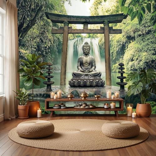 Papier peint Bouddha en soie pour masquer un grand mur blanc - 2