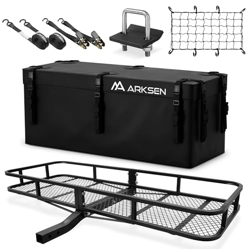 ARKSEN Hitch Cargo Carrier, 60 x 23 x 5.5 Inch, 500 Lbs Capacity, Universal Fit, Compatible with Car, SUV, RV, Truck, Van 23" W/ Pro Bag Set