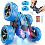 Remote Control Car, RC Cars Toys for Kids Ages 6-12, 4WD Stunt Car with LED Lights & 360° Flips, 2.4GHz, Upgraded USB-C Modular Batteries, 8-10 Year Old Boys Birthday Gift 1-Blue