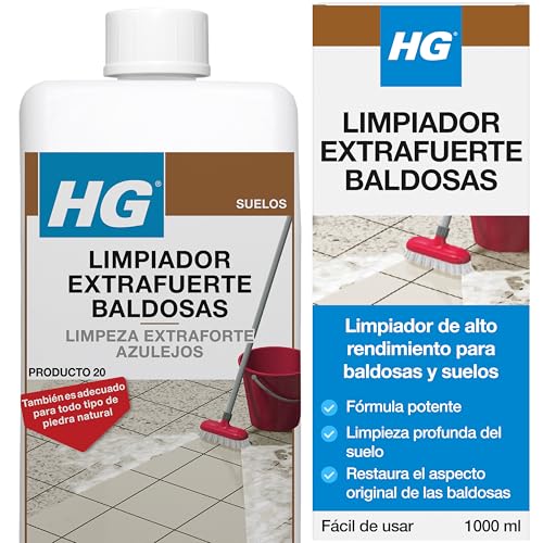 HG Limpiador Extra Fuerte Baldosas, Quitamanchas para Suelos de Cocina, Elimina la Grasa Acumulada y Restaura la Piedra Natural - 1L