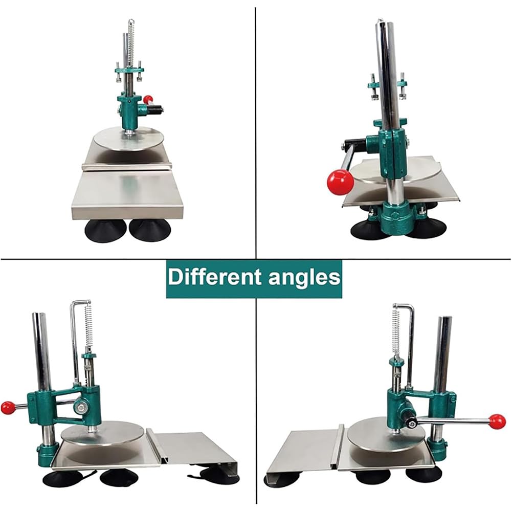 Prasa do ciasta do pizzy, 20 cm, ze stali nierdzewnej, z regulowanym ramieniem, wytrzymała żeliwna podstawa do skórki pizzy, chapati, ciast ręcznych, miękkich bułek
