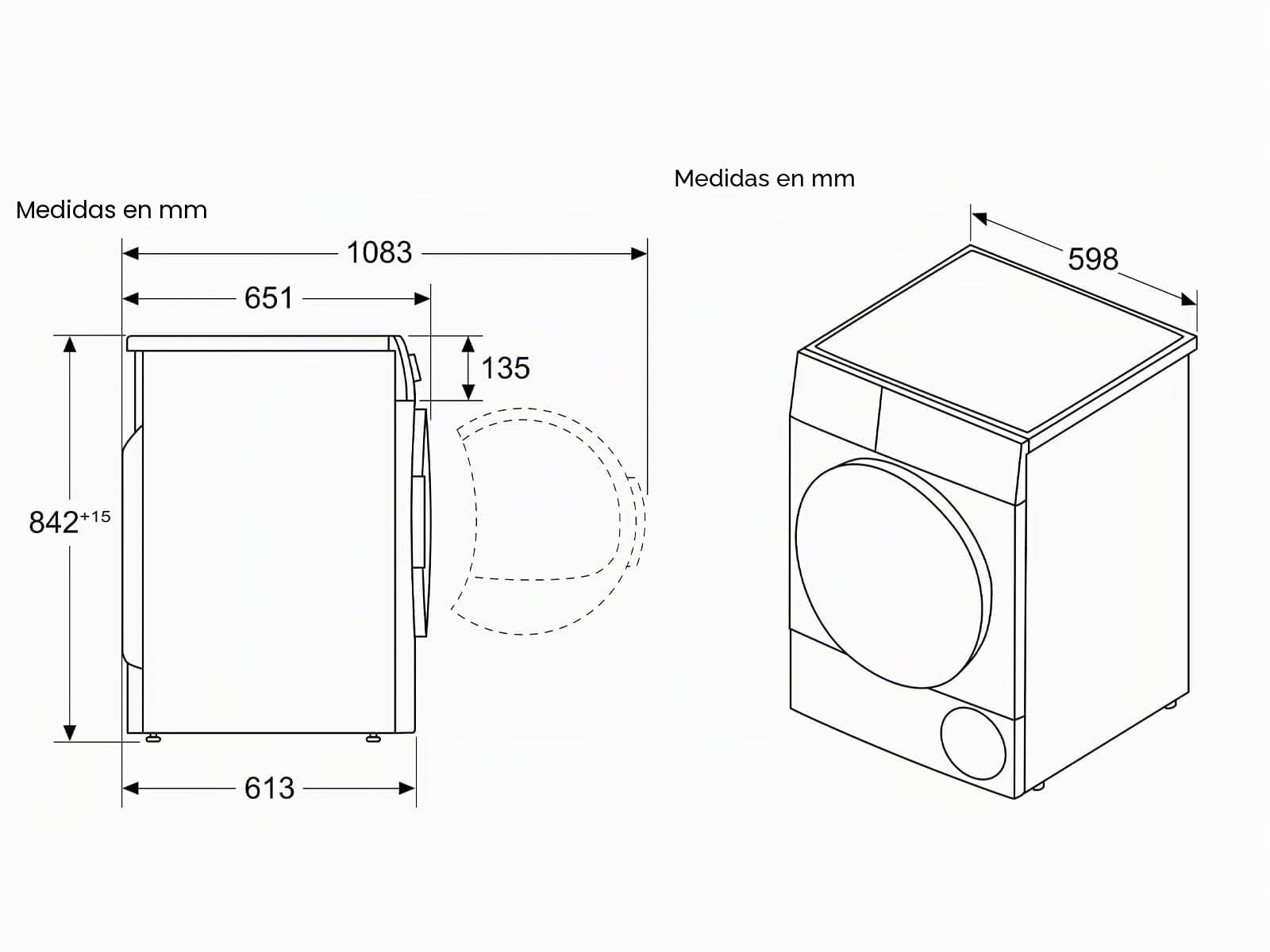 Bosch Secador de Bomba de Calor para 7 kg de Ropa, Serie 4, A+, 243 kWh/año, Auto Dry, Sistema de Secado Sensible, refrigerante ecológico, Blanco, WTH83003